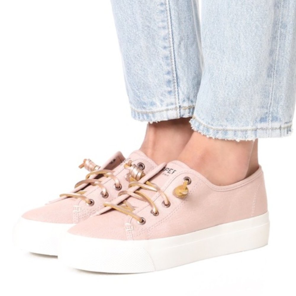 NWOT Sperry Sky Sail Rose Gold Metallic Sneakers